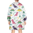 thumbnail image 2 of Wearable Oversized Blanket,White Cute Dinosaurs Pattern Wearable Blanket Hoodie for Adults,Cozy Hooded Blankets with Super Pockets,Super Warm Fuzzy Pullover for Women & Men, 2 of 6