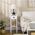 thumbnail image 3 of White Narrow End Table with Drawer and Shelf, Slim Design Accent Table for Small Spaces, Living Room Bedroom Nightstand, 3 of 10