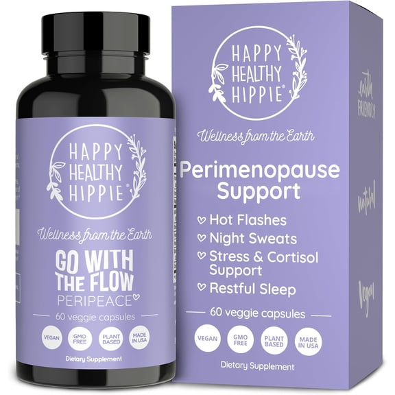 Perimenopause Supplements for Women | Hot Flash, Night Sweat, Mood & Sleep Support | Vegan Hormone Balance Capsules with KSM-66 Ashwagandha, Shatavari & Black Cohosh | Estrogen-Free, 60ct