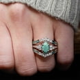 thumbnail image 4 of Anillo creativo de turquesa y diamantes para mujer, talla 8, 4 of 5