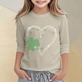 thumbnail image 2 of XAOFW Girl's T-Shirts St Patricks Day Heart Print Three Quarter Sleeve Crewneck T Shirts Everyday Wear Fashionable Tee Shirt Lounging Trendy Breathable Tops, 2 of 4