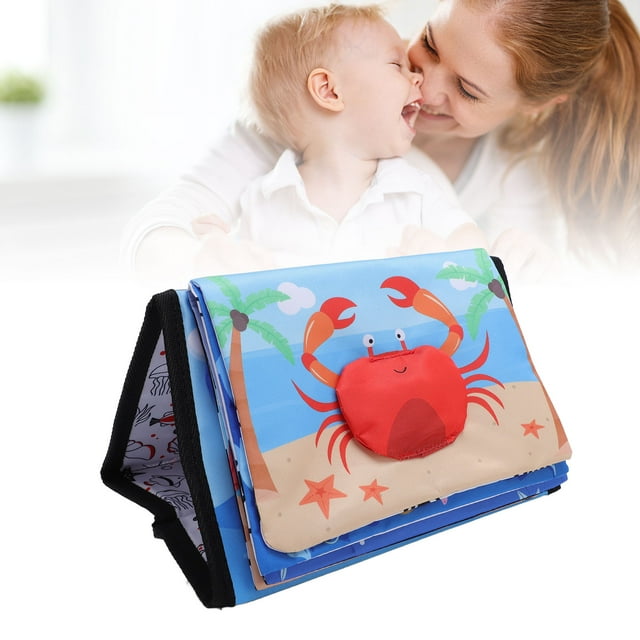Baby Mirror Tummy Time Toys, Ocean Animal Cloth Book Toy High Contrast for Kids