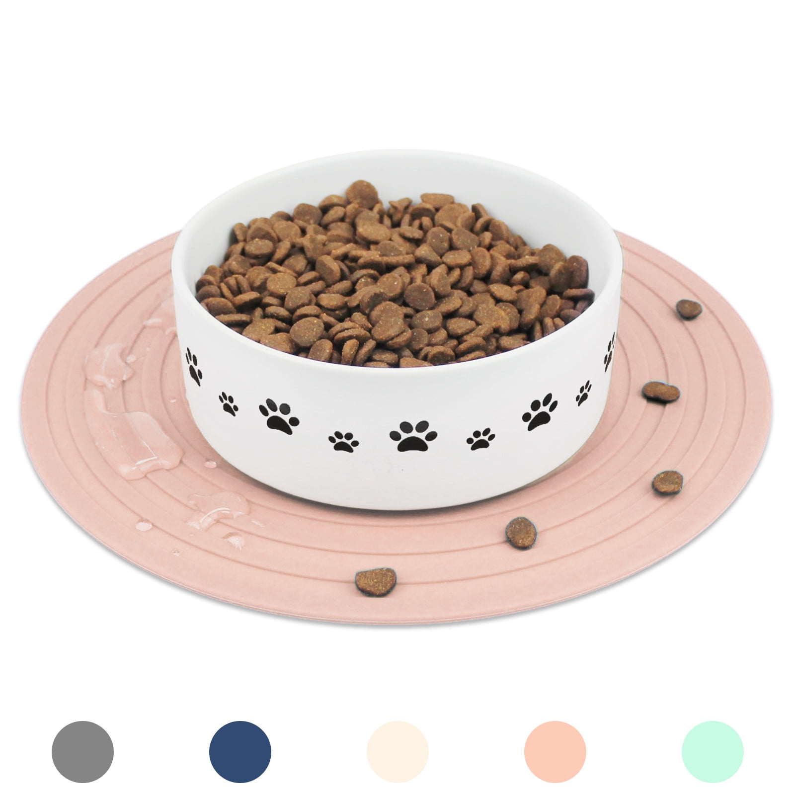 Ptlom Pet Placemat, Dog Cat Feeding Mat Prevent Spills, Waterproof Dogs Cats Food Mat, Pet