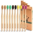 thumbnail image 1 of Eco Friendly Bamboo Toothbrush , 10Pack Medium Firm Bristles Biodegradable Bulk Wooden Toothbrushes，random color pattern, 1 of 5