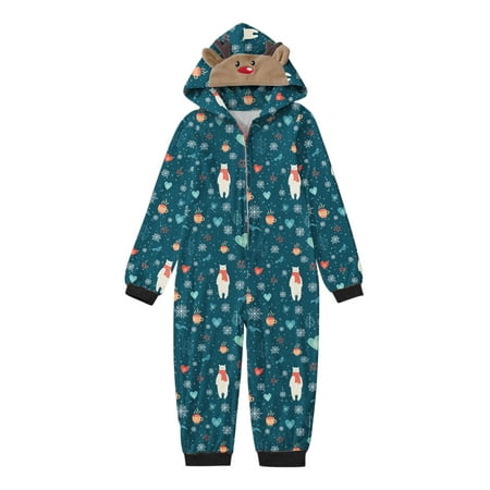

Fesfesfes Xmas Pjs Parent-child Warm Halloween Set Printed Home Wear Hoodid Pajamas Kids Jumpsuit Sale Clearance