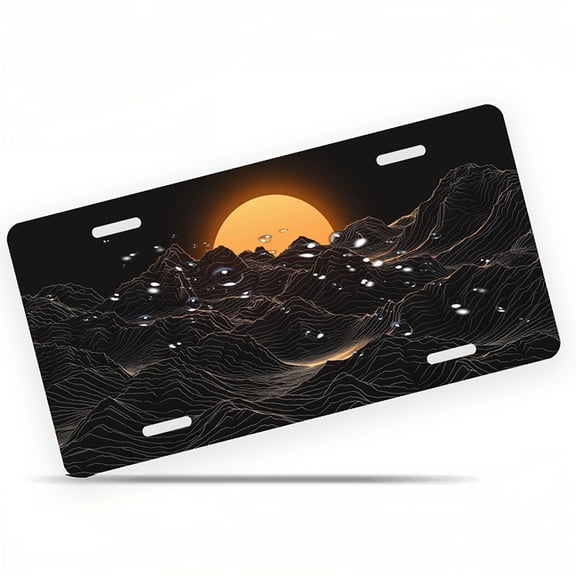 Sunset on the mountain Funny Personalized License Plate Rust-proof Stainless Steel Metal License Plate Suitable For Men And Women 12.2" x 6.2"