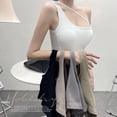 thumbnail image 2 of Women's Crop Tops Shoulder Ribbed Seamless Exercise Workout Tank Tops, 2 of 5