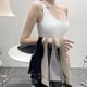 thumbnail image 2 of Tops cortos para mujer con canalé en los hombros y sin costuras para hacer ejercicio, 2 of 5