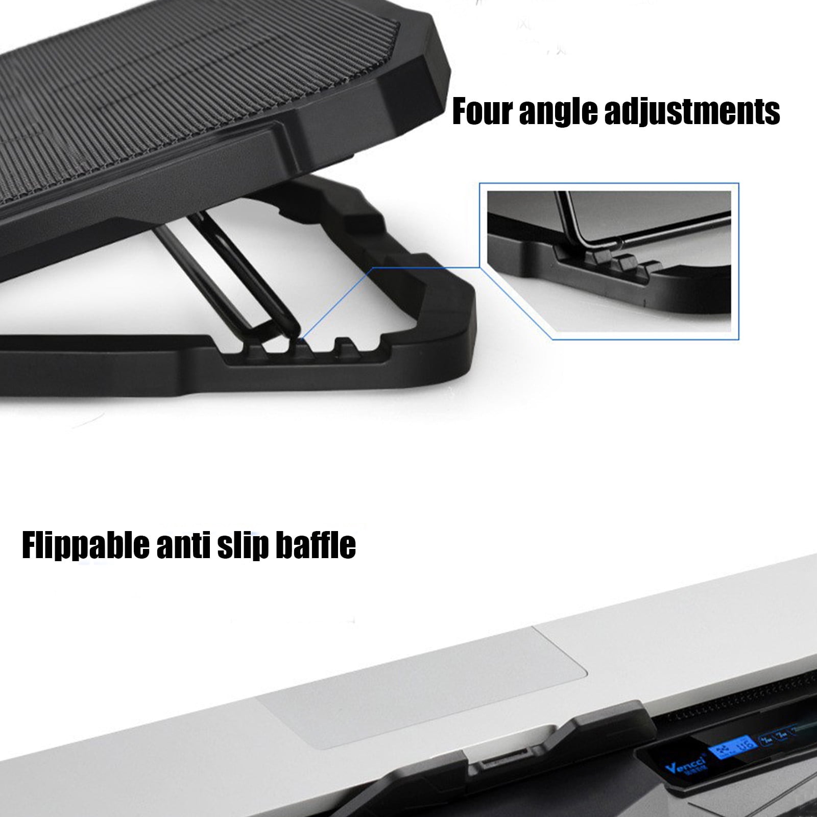 COM1950s Laptop Cooler for 13 Inch 14 Inch 15 Inch 16 Inch Laptop Computer Cooler with Speed Control Fan Base Bracket Pads