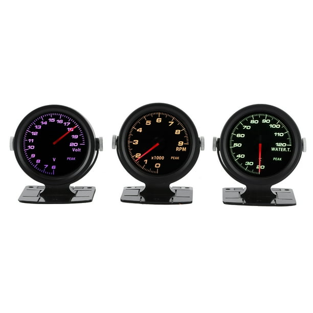 Tachometer 60mm Touching 17 Color OBD2 3 Gauges Combo Set RPM+ Water