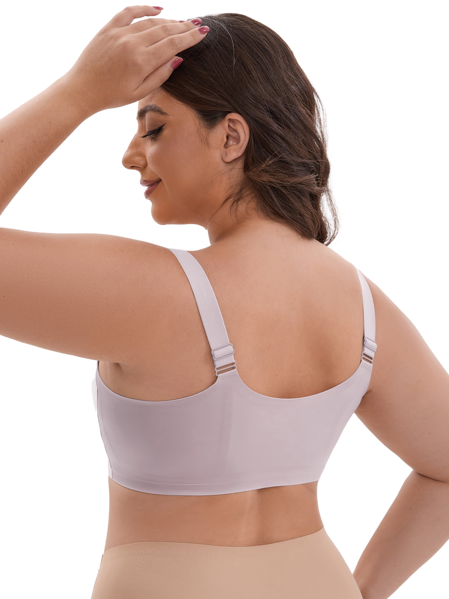 DARING DIVA Zip Front Lift Up Wirefree Full Soft Cup Breathable Bras S Gray