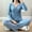 Blue, variant on Pregnant Womens Nursing Color Round Neck Long Sleeve Round Neck Breastfeeding Blouse Pants Two Piece Set Green XXL