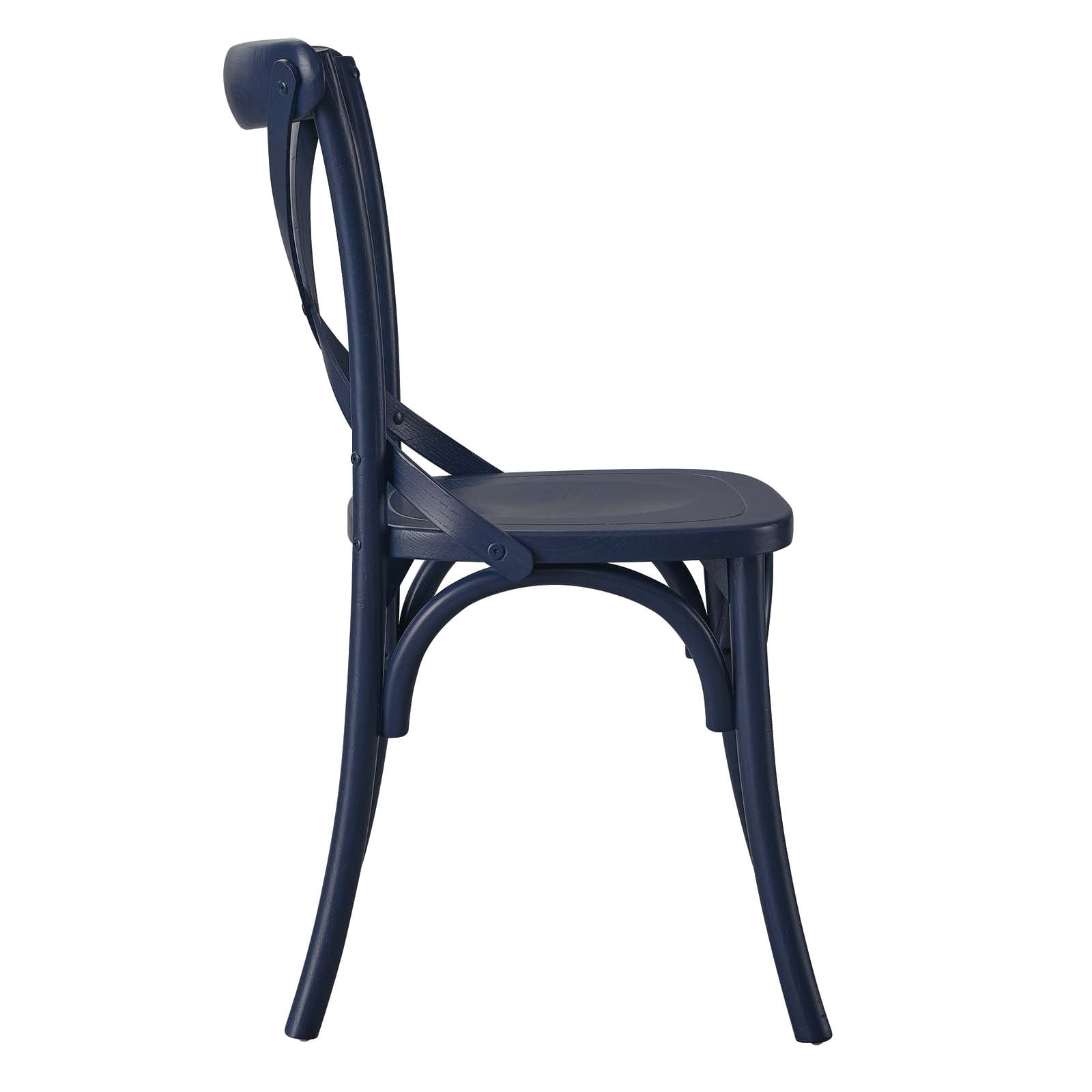 Modway Gear Elm Wood Dining Side Chair in Midnight Blue Finish