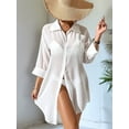 thumbnail image 4 of Prettady Womens Modern Swimsuit Cover Up Blouse Button Down Shirt Dresses Tops White L, 4 of 8