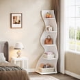thumbnail image 6 of Tribesigns 5-Tier Wavy Corner Bookshelf – Modern Curved Display Shelf for Plants, Books & Décor (White), 6 of 12