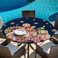 thumbnail image 6 of Navy Blue Gingerbread Christmas Round Tablecloth, Fitted Table Cover with Elastic for 36"-44" Round Tables, Xmas Tree Gift House Star Table Cloth Outdoor Indoor Dinning Party Waterproof Tablecloths, 6 of 7
