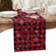 thumbnail image 3 of Christmas Table Runner White Snowflake Table Runners Red and Black Buffalo Plaid Cotton Linen Dresser Scarf Kitchen Dining Table Decor for Christmas Holiday Party Decor 13x72 Inch, 3 of 9