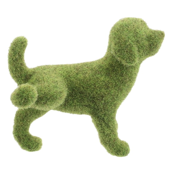 PENIKOKO Green Faux Moss Dog Statue with Flocking Finish, Outdoor Garden Animal Figurine Decoration, 1 Piece