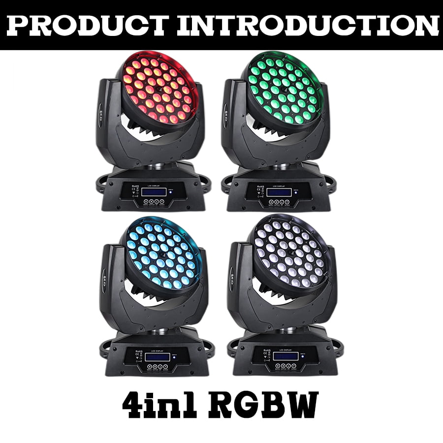 2Pcs 36x18W RGBW 6in1 LED Zoom Wash Moving Head Light DMX Control Stage Lighting  DJ Disco Party Lights