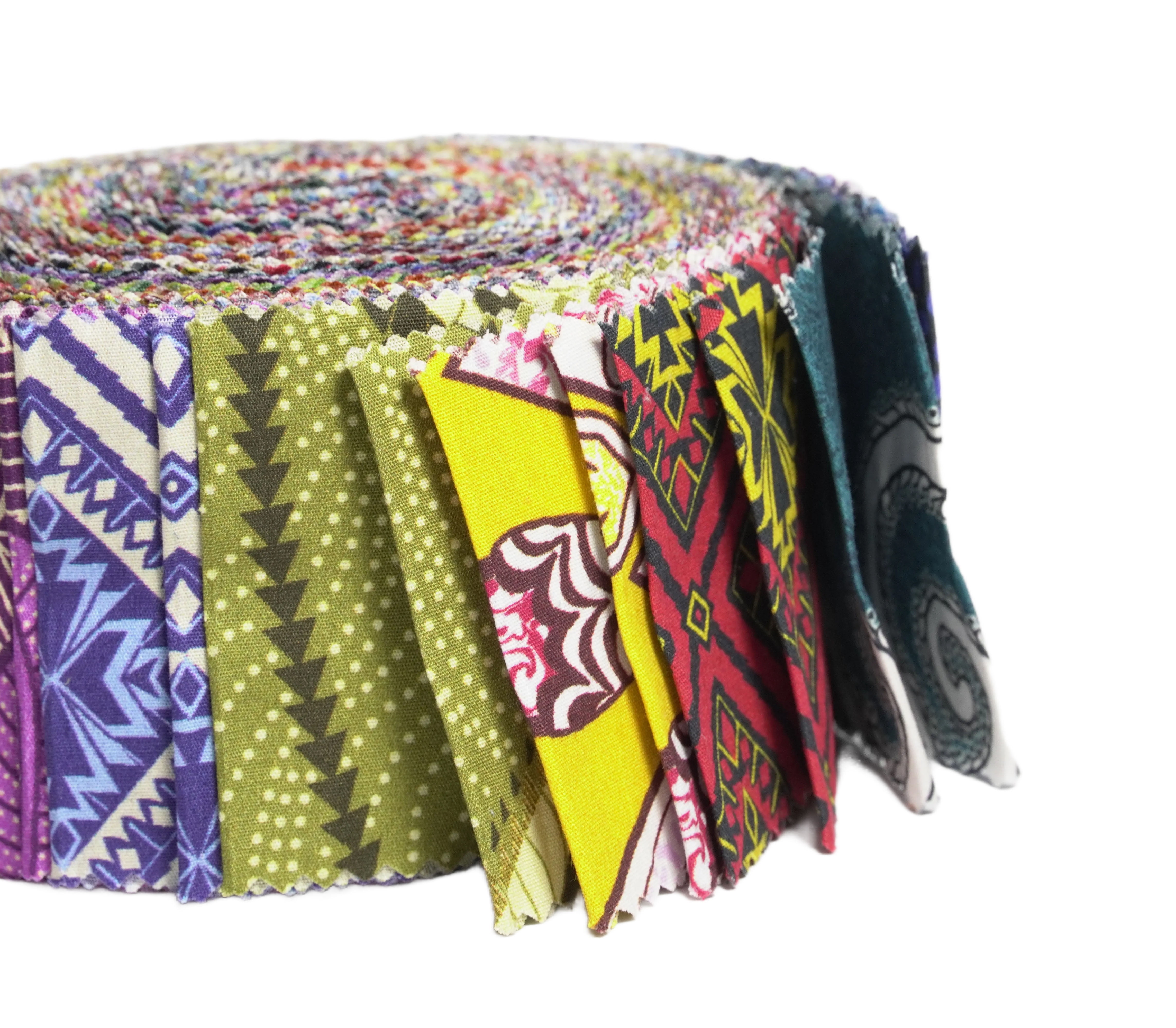 Soimoi 40Pcs African Floral Print Precut Fabrics Strips Roll Up 2.5x42inches Cotton Jelly Rolls for Quilting