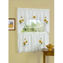 Kitchen Comfort Sunshine Embellished Tier and Swag Window Curtain Set - 58x36