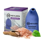 Nevlers Hand Painted Ceramic Salt Inhaler with Pure Himalayan Pink Salt | Asthma and Allergy Relief | Includes Salt Refill | Cobalt