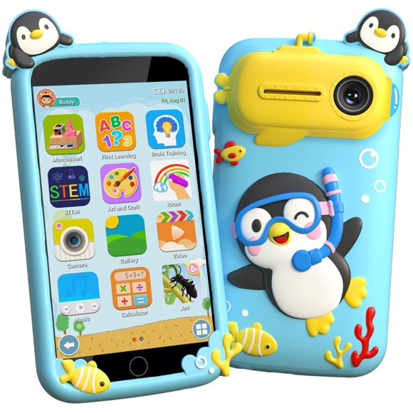 Kids Smart Phone, Educational Kids Toys Phone with 220+ Games, 3.97" Touchscreen, 5MP Camera, Parental Control, Learning Toddler Phone for Ages 3-9,