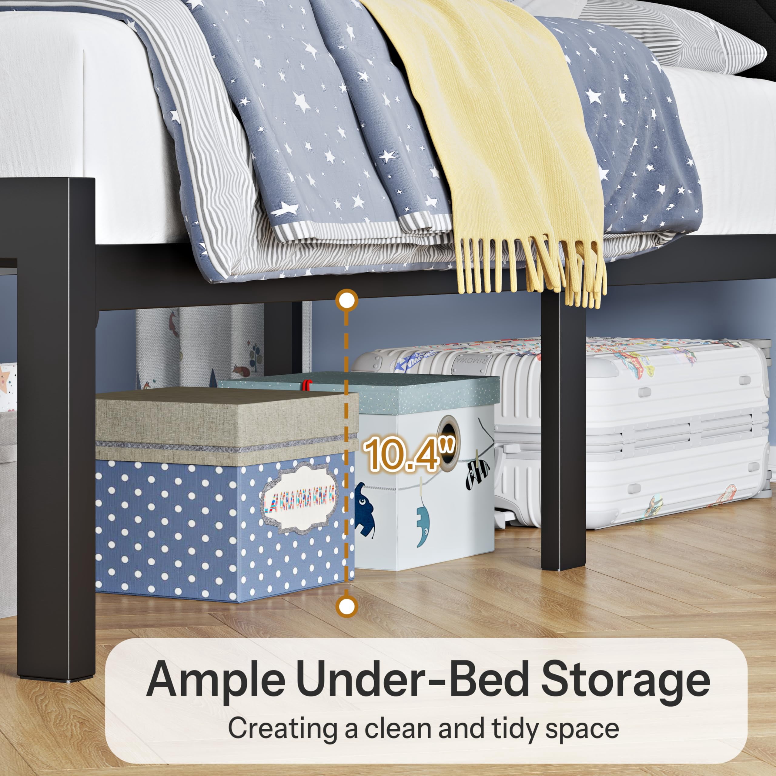 ChicZhiNest Twin Size Bed Frame with Storage Headboard and LED Light, Metal Platform Bed with Charging Station, Black