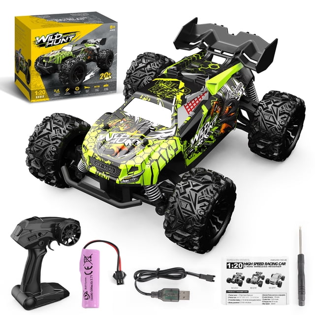 1:20 Scale Green RC Off-Road Car for Kids 7-14: Durable PVC Remote Control Vehicle with Drifting & Climbing Functions - Interactive Toy for Parent-Child Play, Enhances Hand-Eye Coordination &