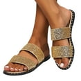 thumbnail image 4 of Women's Summer New Plus Size Frosted Sequin Line Over Beach Flats Light Sandals Summer Sandals Gold 36, 4 of 8