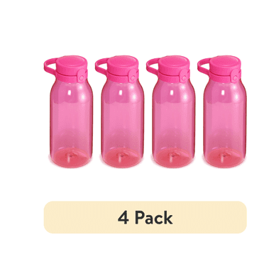 16 oz Plastic Chug Lid Water Bottle, Pink, No Straw (4 pack) Your Zone