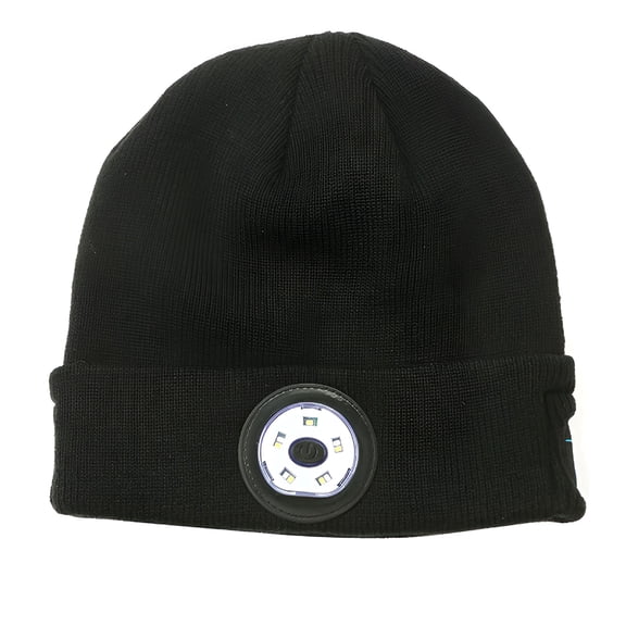 TELOLY Knitted Beanie with Light, Headlamp Hat Winter Warm Cuffed Beanie Cap Built-In 5 Flashlight for Men Women Outdoor for Hiking, Camping, Running