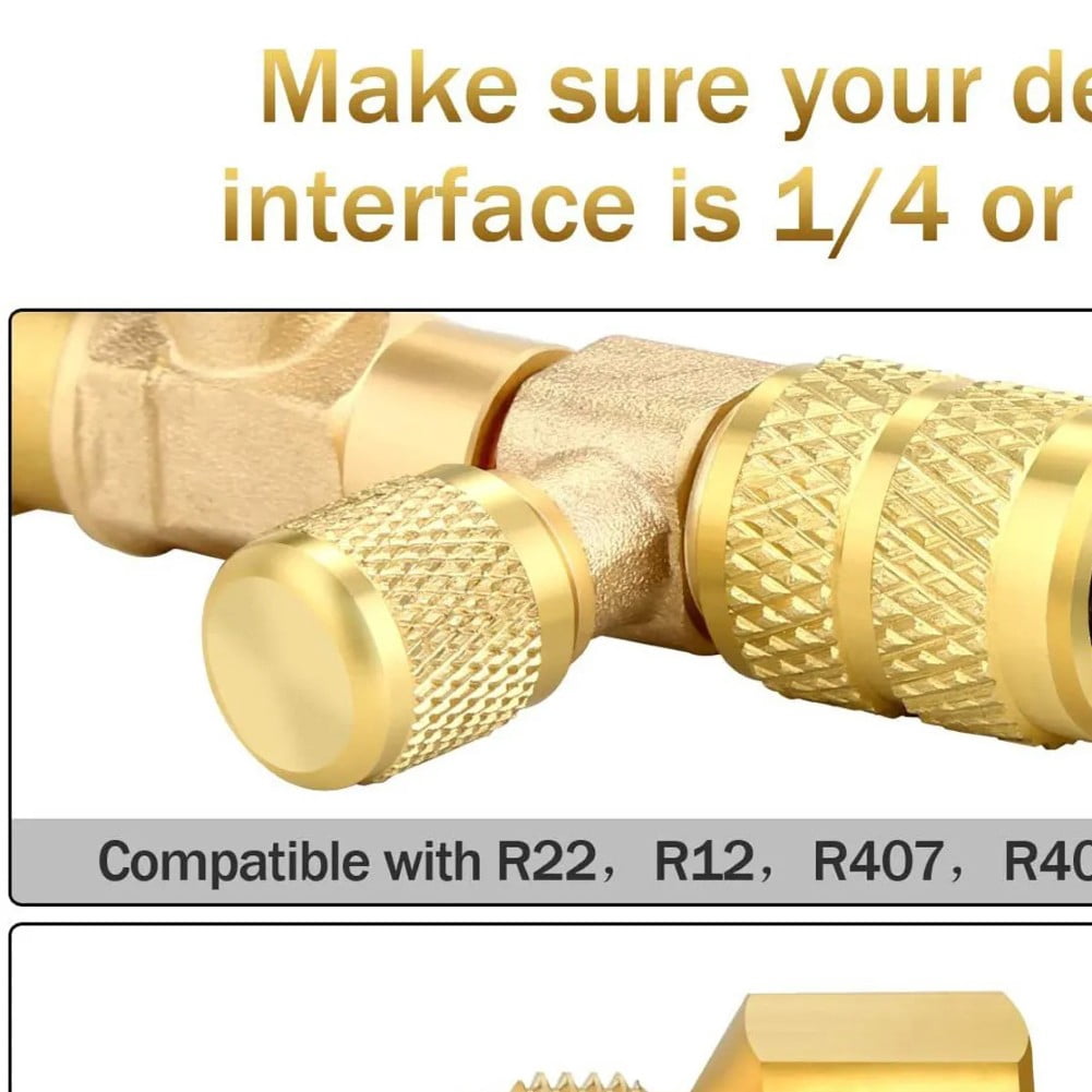 Clupup 1 Set R410A R22 Valve Core Remover Installer Tool With Dual Size 1/4 & 5/16 Port For R404A R407C R134A R12 R32 HVAC Systems