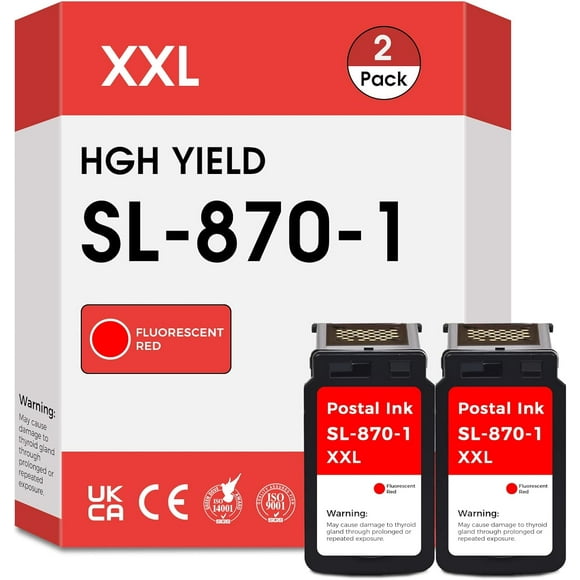 TRAHOO-SL-870-1 XXL Red Ink Cartridge High Capacity Compatible for SL870-1 SL8701 XXL Fluorescent Red Ink Cartridges Replacement for The PB New SendPro Mailstation Postage Meter (CSD1) (2pack)