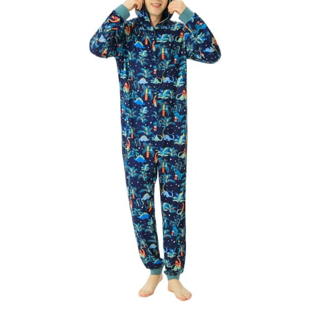

Freestyle Nok Christmas Jumpsuit Cartoon Printed Family Sleepwear Nightgown Xmas Hooded Loungewear Homewear Men XXL