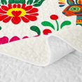 thumbnail image 4 of meiyoeat Vibrant Boho Floral Bed Spread Queen For Men Women,Peacock Print Queen Coverlet Set,White Multicolor,3pcs,1 Quilt and 2 Pillowcases, 4 of 6