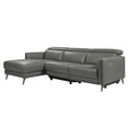 thumbnail image 3 of Valencia Bari Sofa Power Top Grain Grey Leather Reclining Sectional Sofa, 3 of 7