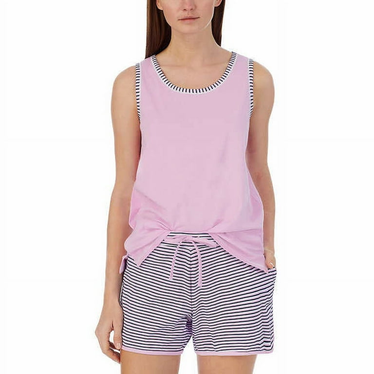 Carole Hochman Women s 4 Piece Pajama Set Tank Top Short Sleeve Top Short and Capri Pant Purple M Walmart