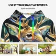 thumbnail image 4 of Wukai Colorful Stained Glass Deer Print Womens Hoodies Fleece Sweatshirts Long Sleeve Sweaters Pullover Fall Outfits Winter Clothes-Medium, 4 of 7