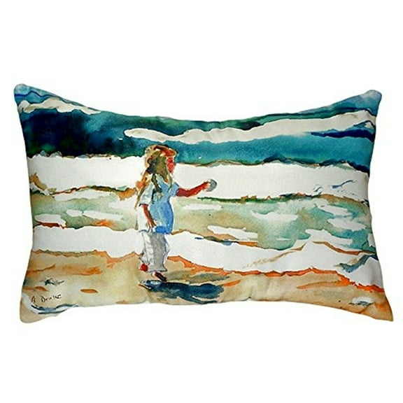 Betsy Drake NC602 16 x 20 in. Girl At the Beach No Cord Pillow