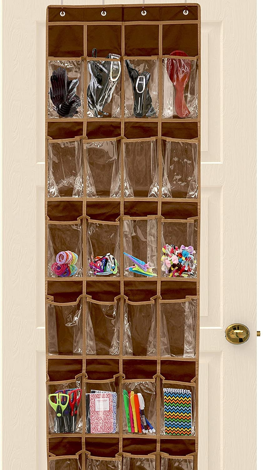 walmart hanging shoe organizer on 24 Pockets Simplehouseware Crystal Clear Over The Door Hanging Shoe Organizer Brown Walmart Com Walmart Com