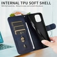 thumbnail image 6 of For iPhone 16 Pro 6.3-inch Wallet Case for Women Men Multi-Card Slots Zipper Pocket Leather Phone Case,Blue,For iPhone 16 Pro, 6 of 7