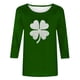 thumbnail image 2 of TaTaai Women Crew Neck 3/4 Sleeve St. Patrick's Print Black Loose Top Casual T-Shirt Ladies Spring Gathering Wear Lightweight Breathable Non-See-Through No Fading Top Gift, 2 of 7