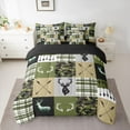 thumbnail image 3 of Homewish Rustic Camoflage Twin Bedding Sets 7-Piece, Hunting Wildlife Deer Bedding Comforter Set, Green Buffalo Patchwork Reversible Sheet Sets, Ultra Soft Bedroom Decor, 3 of 8