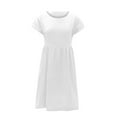 thumbnail image 5 of IROINNID For For Women Casual Summer Cotton Linen Round Neck Short Sleeve Solid Color Midi Dress On Sale, 5 of 6