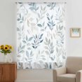 thumbnail image 3 of Blue Teal Botanical Sheer Curtains 45 Inches Long, Watercolor Spring Summer Leaves Light Filering Curtains, Breathable Simi Curtain Privacy Drapes for Kitchen Bathroom Small Window Treatment, 3 of 9