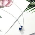 thumbnail image 5 of Gem Stone King 925 Sterling Silver Blue Created Sapphire Double Heart Pendant Necklace for Women (1.50 Cttw, Heart 8MM and 5MM, with 18 inch Silver Chain), 5 of 5