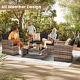thumbnail image 2 of 4 Pieces Patio Conversation Set, Outdoor Furniture Set with Cushion, Outside Sectional Rattan Wicker Sofa for Garden, Porch, Backyard, Black, 2 of 9