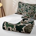 thumbnail image 4 of Catabedysis Vintage Camouflage Camper Bed Spread Queen,Wild Animal Deer Bear Queen Coverlet Set For Boys,Green Grey,3 Pieces, 4 of 7