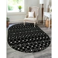 thumbnail image 2 of Rugs.com Moroccan Trellis Collection Rug – 8' x 10' Oval Black And White Medium Rug Perfect For Living Rooms, Large Dining Rooms, Open Floorplans, 2 of 9